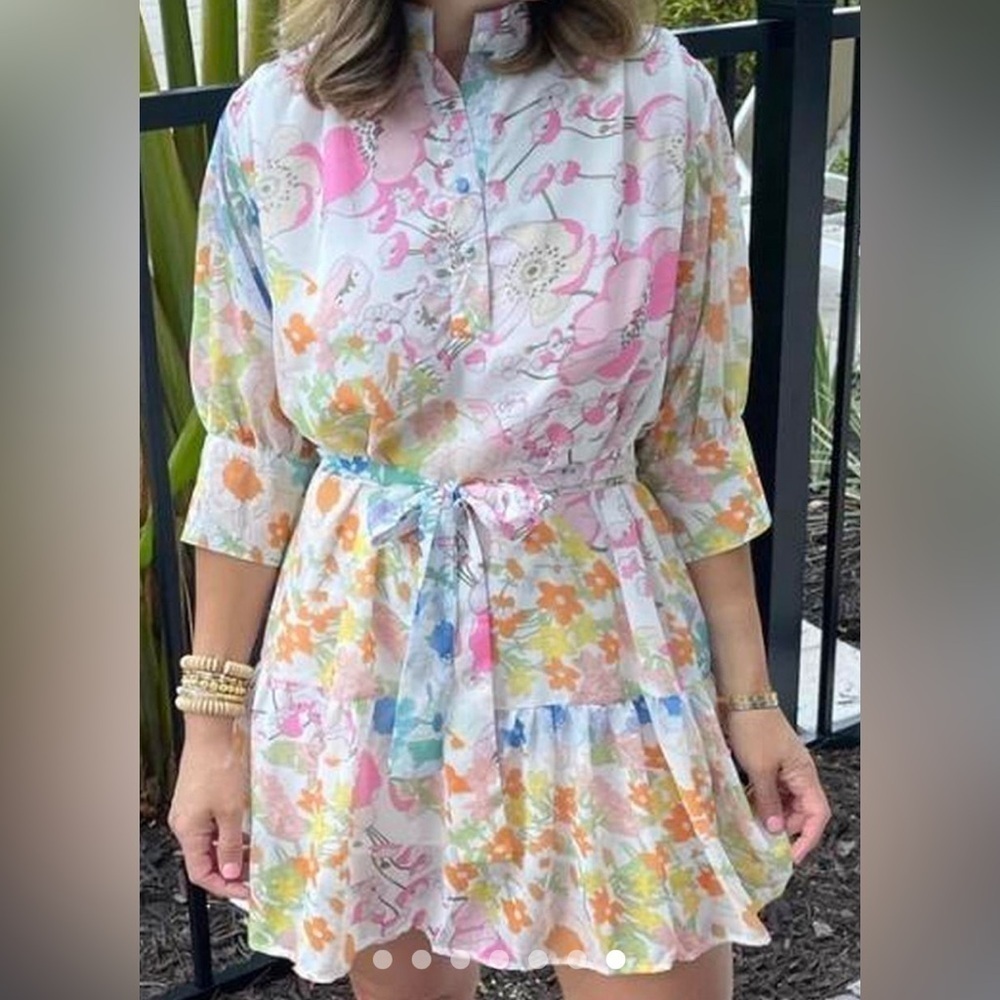 Arthur Jane Claire floral dress with ruffle